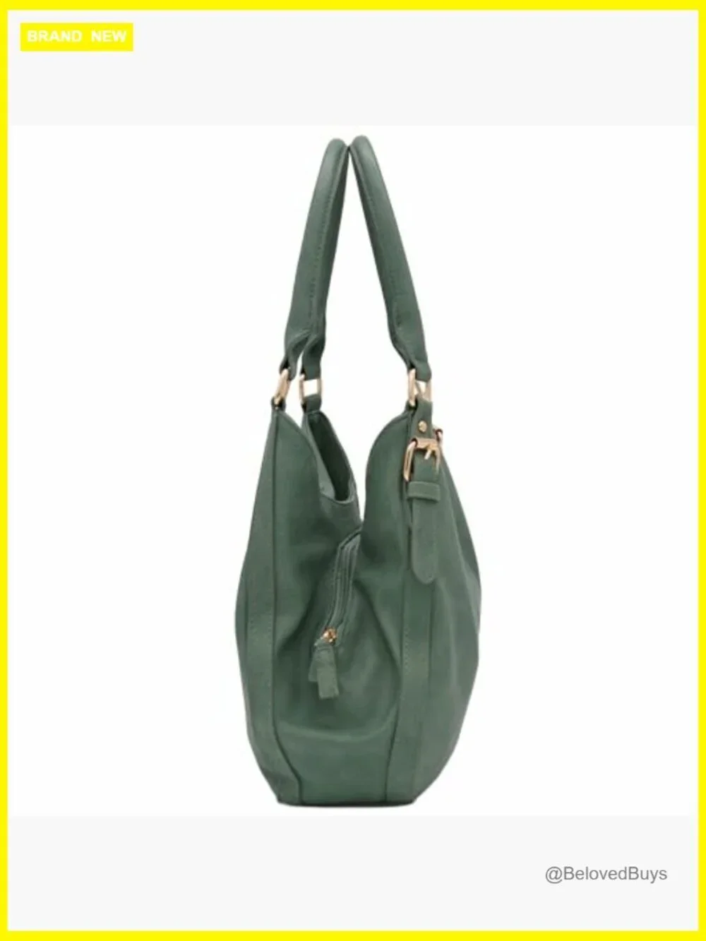 Lightweight 3 Compartment Faux Leather Hobo Bag Medium